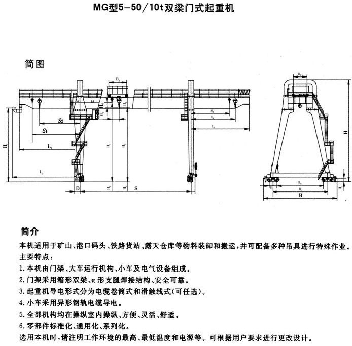 mg型雙主梁通用門(mén)式起重機(jī)